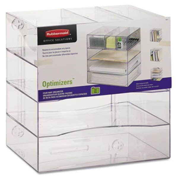 Optimizers Four-Way Organizer with Drawers Plastic 13 .25 x 13 .25 x 10 Clear, Rubbermaid, Mfr#: RU31448